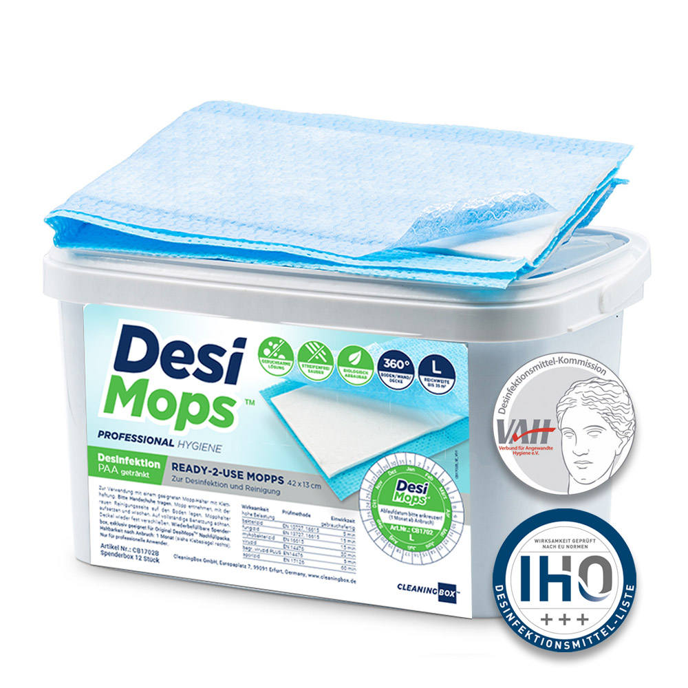DesiMops Spenderbox – vorgetränkte Desinfektionsmopps
