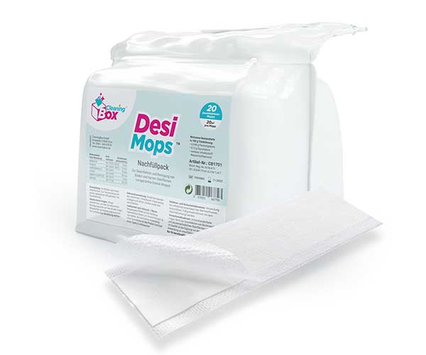 DesiMops_20qm_EcoBag2_v2 CleaningBox DesiMops, 42x13 cm, blau, Nachfüllpack 5 Stück